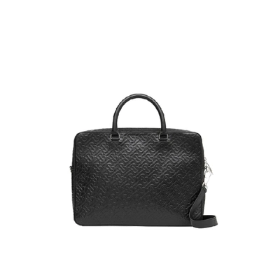 Shop Burberry Monogram Leather Briefcase In Black