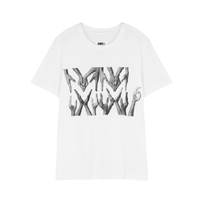 Shop Mm6 Maison Margiela Mm6 By Maison Margiela Printed White Cotton T-shirt