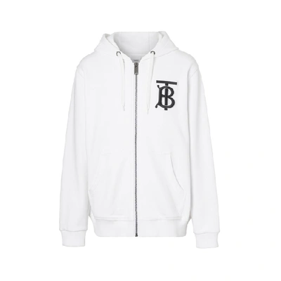 Shop Burberry Monogram Motif Cotton Hooded Top In White