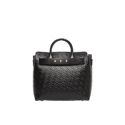 Shop Burberry The Medium Monogram Leather Triple Stud Belt Bag In Black