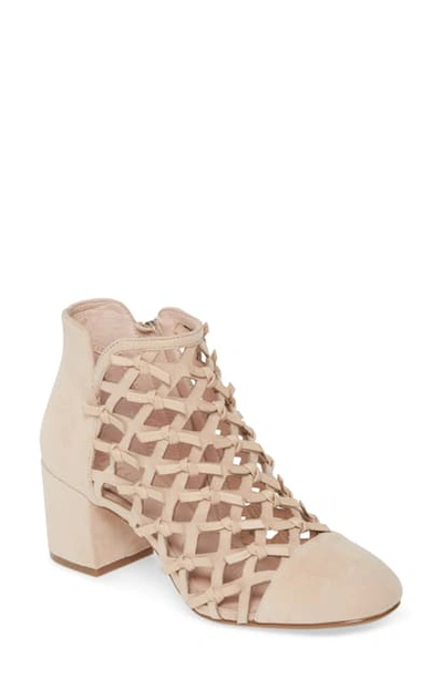 Shop Cecelia New York Laser Cut Knotted Bootie In Nude Leather