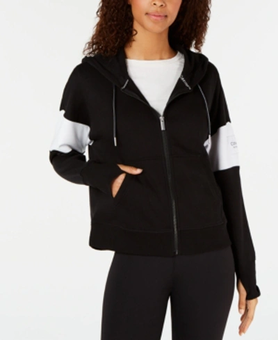 Shop Calvin Klein Performance Colorblocked Zip Hoodie In Black