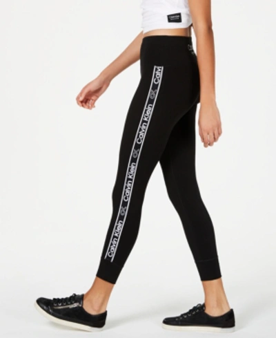 Shop Calvin Klein Performance Logo High-rise Leggings In Black