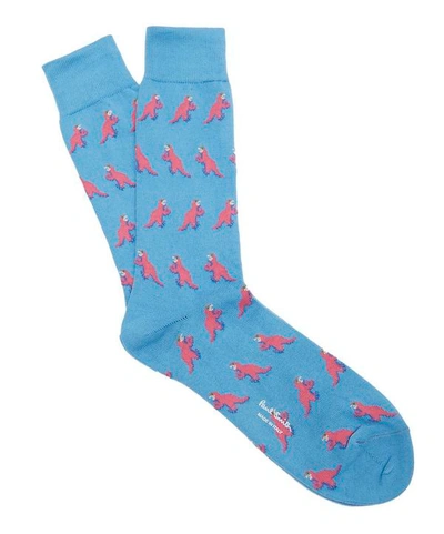Shop Paul Smith Dino Printed Socks In Blue
