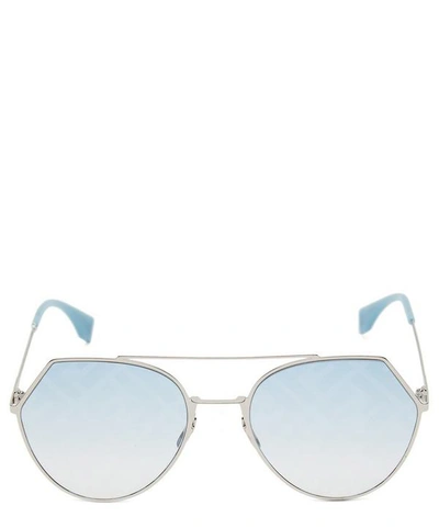Shop Fendi Eyeline Logo Aviator Sunglasses In Blue