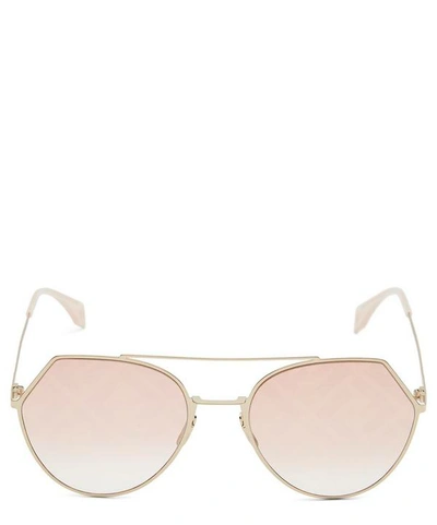 Shop Fendi Eyeline Logo Aviator Sunglasses In Pink