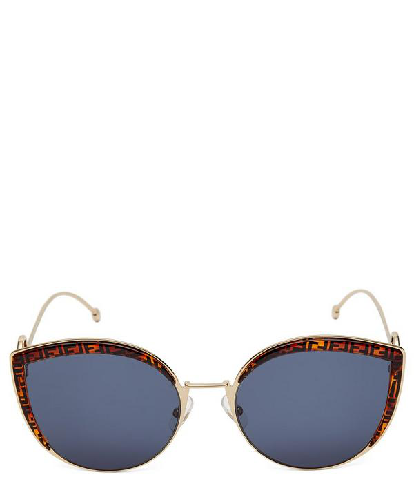 Fendi 58mm Metal Butterfly Sunglasses - Gold/ Pattern/ Blue | ModeSens