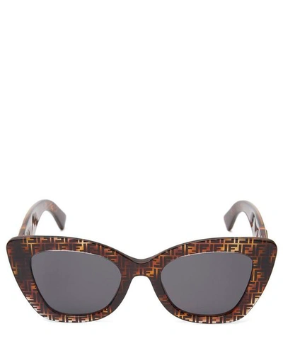 Shop Fendi Cat-eye Logo Sunglasses In Brown