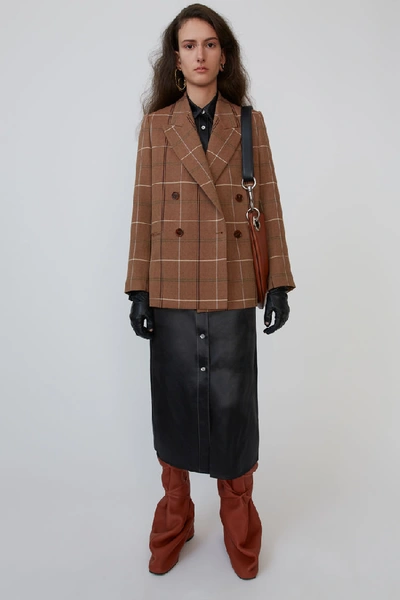 Shop Acne Studios Herringbone Check Jacket Brown/white