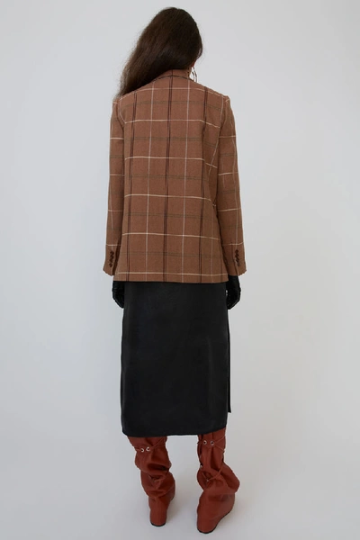 Shop Acne Studios Herringbone Check Jacket Brown/white