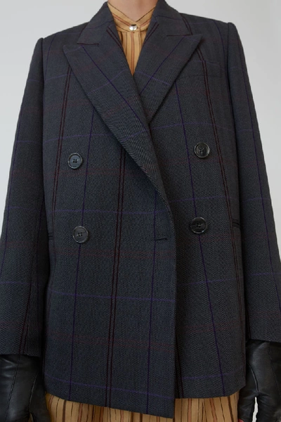 Shop Acne Studios Herringbone Check Jacket Grey/purple