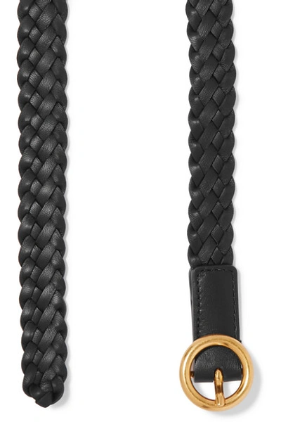 Shop Bottega Veneta Intrecciato Leather Belt In Black