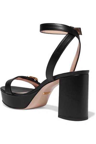 Shop Gucci Marmont Logo-embellished Leather Platform Sandals In Black