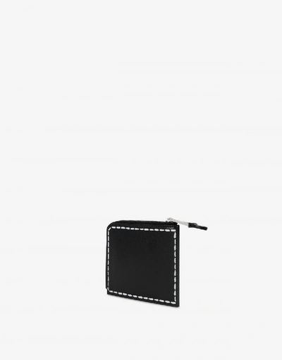 Shop Moschino Leather Wallet With Logo In Black