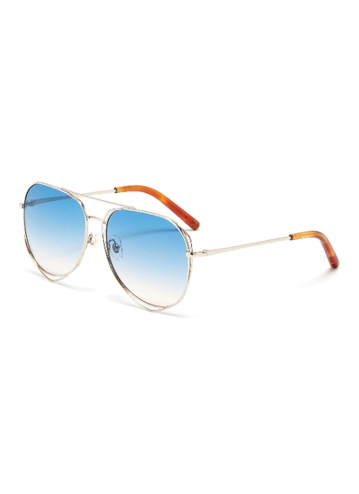 Shop Matthew Williamson Cutout Metal Aviator Sunglasses In Blue