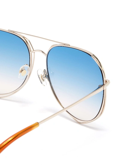 Shop Matthew Williamson Cutout Metal Aviator Sunglasses In Blue