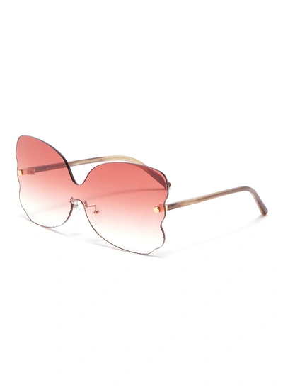 Shop Matthew Williamson Rimless Acetate Butterfly Sunglasses