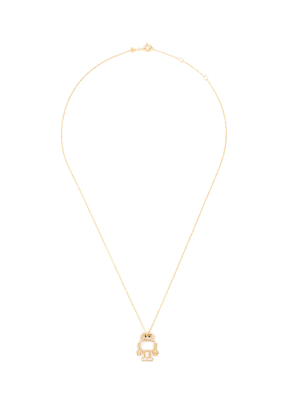 Aliita 'Robot' Pendant Sapphire 9K Yellow Gold Necklace | ModeSens