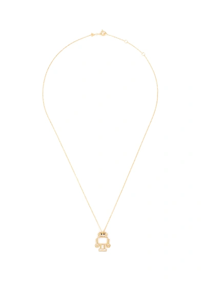 Shop Aliita 'robot' Pendant Sapphire 9k Yellow Gold Necklace In Metallic