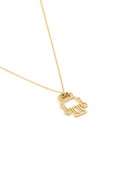 Shop Aliita 'robot' Pendant Sapphire 9k Yellow Gold Necklace In Metallic