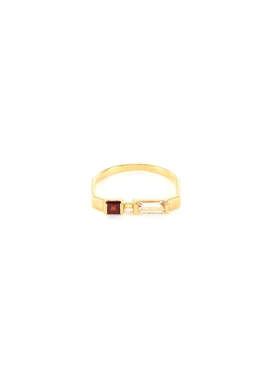 Shop Aliita 'linea Compuesta' Gemstone 9k Yellow Gold Ring In Metallic