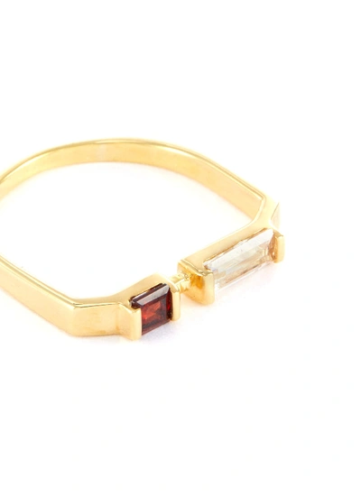 Shop Aliita 'linea Compuesta' Gemstone 9k Yellow Gold Ring In Metallic