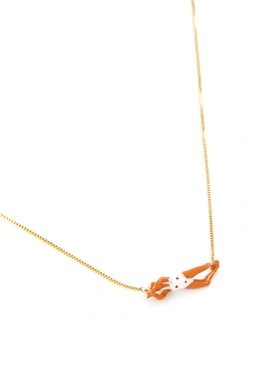 Shop Aliita 'nadadora Completo' Swimmer Pendant 9k Yellow Gold Necklace In Metallic