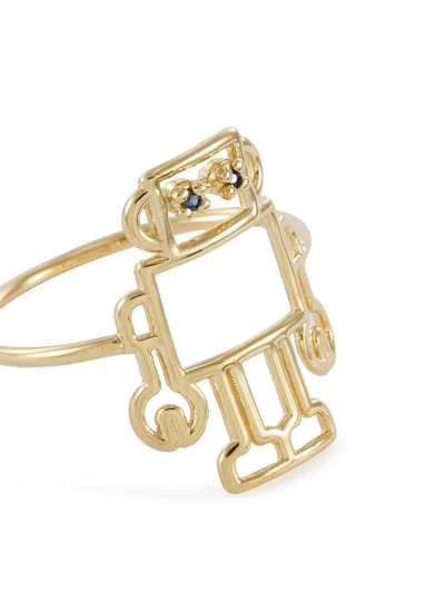 Shop Aliita 'estrella' Star Diamond 9k Yellow Gold Ring In Metallic