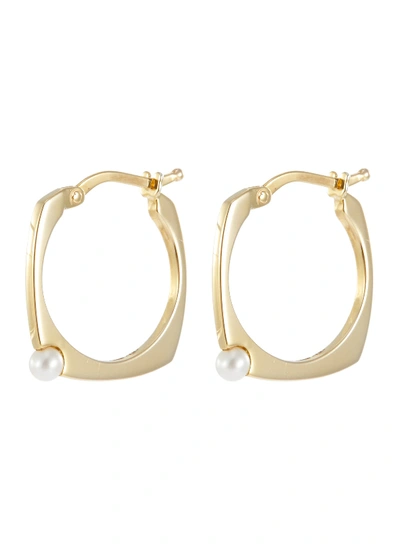 Shop Aliita Pearl 9k Yellow Gold Hoop Earrings In Metallic