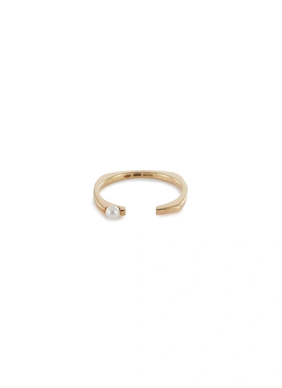 Shop Aliita 'aro Escondida' Pearl 9k Yellow Gold Open Ring In Metallic