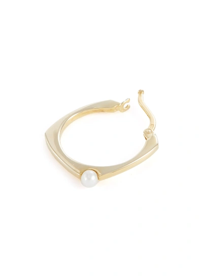 Shop Aliita Pearl 9k Yellow Gold Hoop Earrings In Metallic