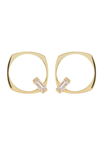 Shop Aliita 'aro' Gemstone 9k Yellow Gold Hoop Earrings In Metallic