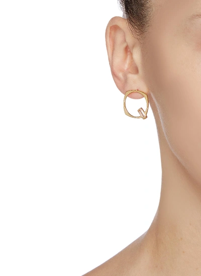 Shop Aliita 'aro' Gemstone 9k Yellow Gold Hoop Earrings In Metallic