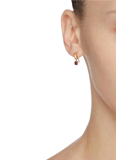 Shop Aliita 'linea Compuesta' Gemstone 9k Yellow Gold Single Drop Earring In Multi-colour