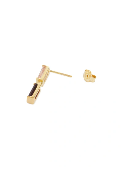 Shop Aliita 'linea Compuesta' Gemstone 9k Yellow Gold Drop Earrings In Multi-colour