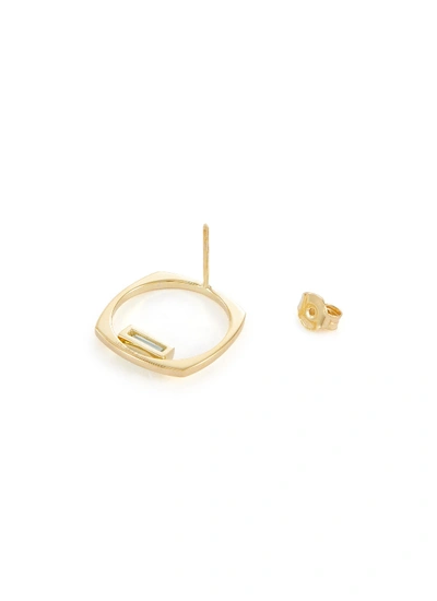 Shop Aliita 'aro' Aquamarine 9k Yellow Gold Hoop Earrings In Metallic