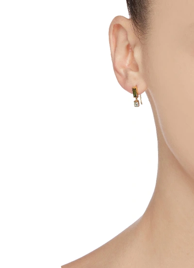Shop Aliita 'linea Compuesta' Gemstone 9k Yellow Gold Single Drop Earring In Green / Pale Blue
