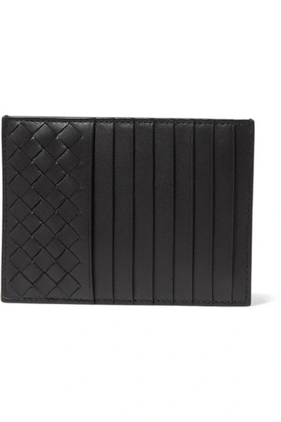 Shop Bottega Veneta Intrecciato Leather Cardholder In Black