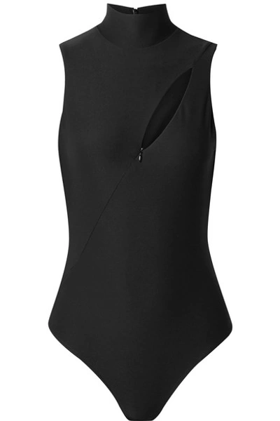 Shop Alix Huron Cutout Stretch-jersey Thong Bodysuit In Black