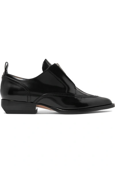 Shop Chloé Rylee Glossed-leather Brogues In Black