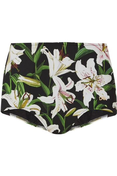 Shop Dolce & Gabbana Floral-print Bikini Briefs In Green