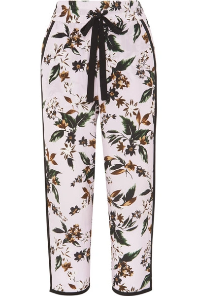 Shop Diane Von Furstenberg Lulu Floral-print Silk-crepe Pants In Lilac