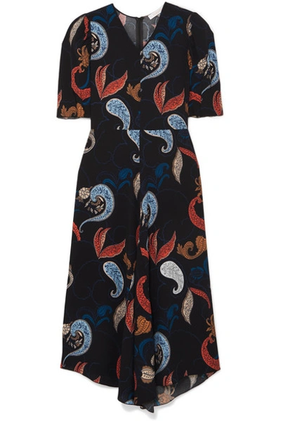 Shop See By Chloé Paisley-print Crepe Midi Dress In Navy