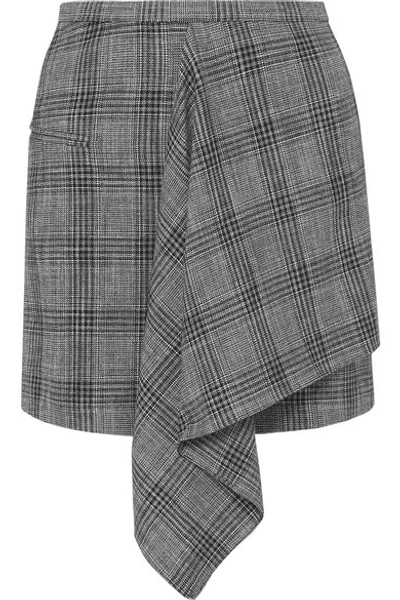 Shop Isabel Marant Doleyli Draped Checked Cotton-blend Mini Skirt In Dark Gray