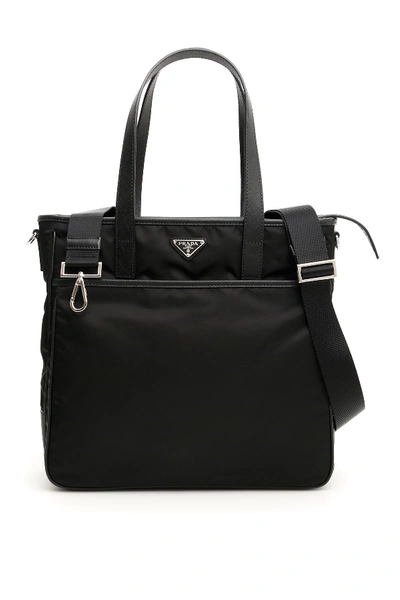 Shop Prada Nylon And Saffiano Travel Bag In Nero (black)
