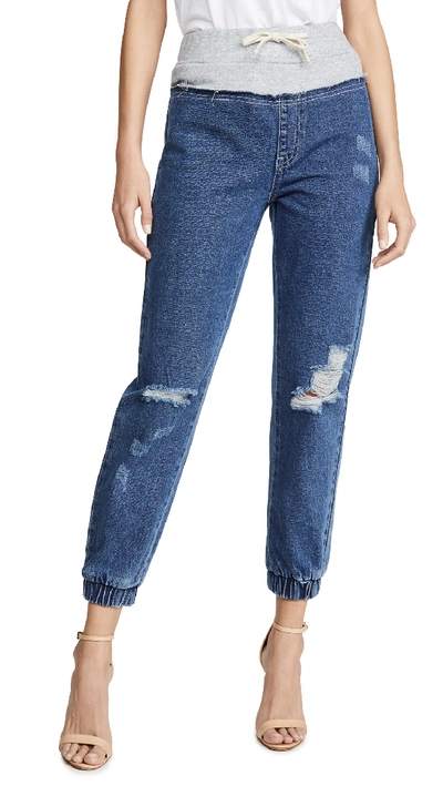 Shop Kendall + Kylie French Terry Yoke Jeans In Medium Wash