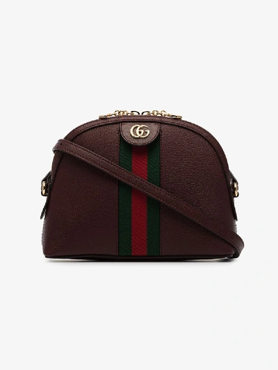 Shop Gucci Burgundy Ophidia Small Leather Shoulder Bag In 104 - Burgundy