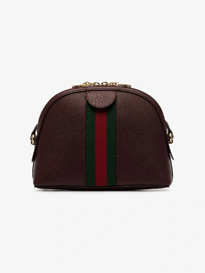 Shop Gucci Burgundy Ophidia Small Leather Shoulder Bag In 104 - Burgundy