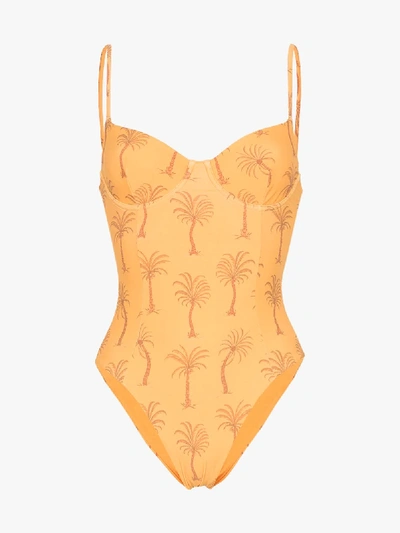 Shop Onia Isabella Palm Print Swimsuit In Orange