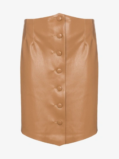 Shop Nanushka Sils Faux Leather Mini Skirt In Brown